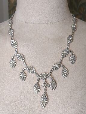 Vintage 60s Rhinestone Necklace Hollywood Regency Cocktail